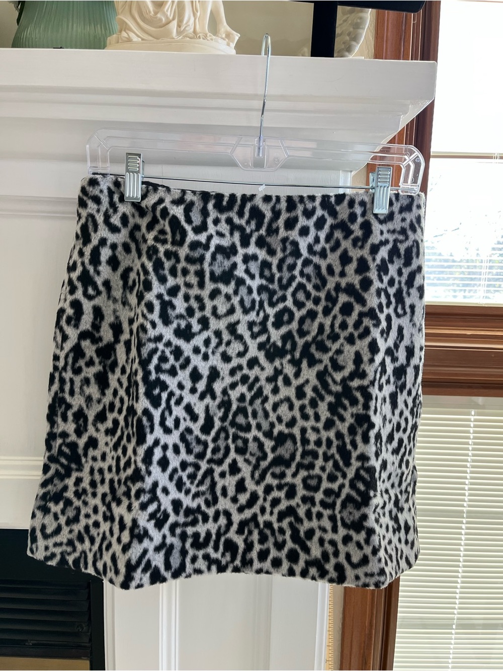 LOFT Black & Gray Leopard Print Midi Skirt